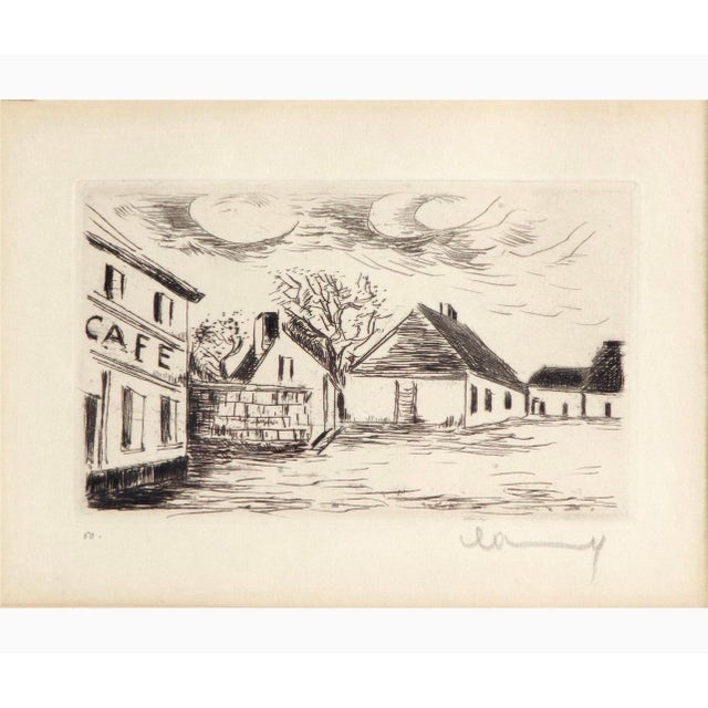 Black Maurice Vlaminck, Hand Signed in Pencil Etching Cafe de Paris Visage de Maisons Maurice Vlaminck, c.1927 For Sale - Image 8 of 8