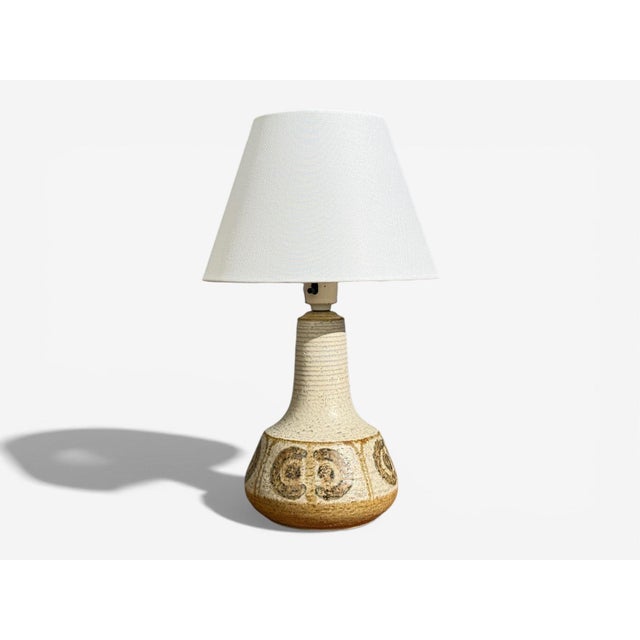 Svend Aage Jensen, Table Lamps, Beige Stoneware, Denmark, 1960s For Sale - Image 4 of 11