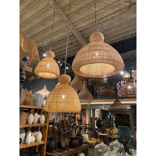 2020s Contemporary Rattan Mushroom Pendant Light Large For Sale - Image 5 of 8