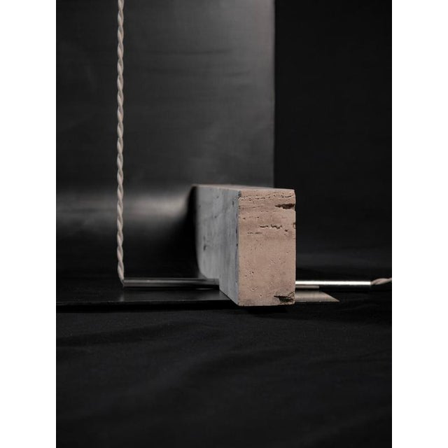 Equo 2.1 Floor Lamp in Iron with Travertine and Stainless Steel by D´ARK Atelier For Sale - Image 8 of 13