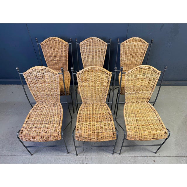 Rustic Wicker Chairs from Frederick Weinberg, 1960s, Set of 6 For Sale - Image 3 of 10