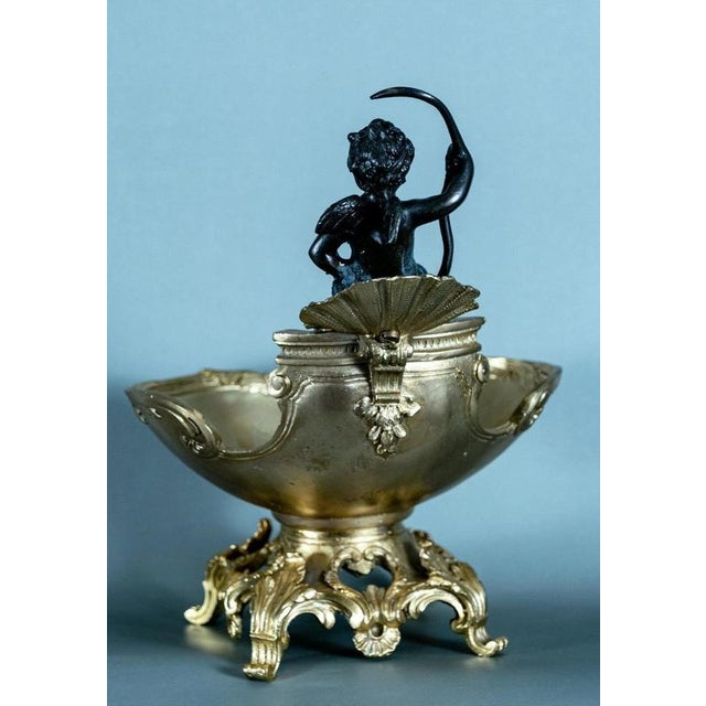 Early 20th Century Antique Gilt Bronze Rococo Tazza with Cherub by E. Provest, 1900 For Sale - Image 5 of 8