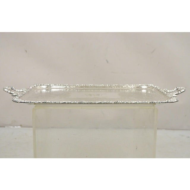 Antique Victorian English Sheffield Floral Repousse Serving Platter Tray For Sale - Image 9 of 10