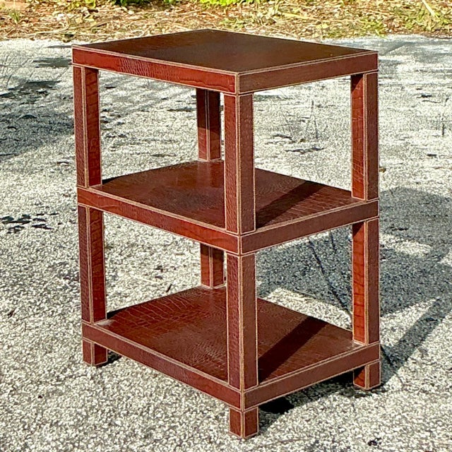 Vintage French Boho d.c. And Company Stamped Croc Side Table | Chairish