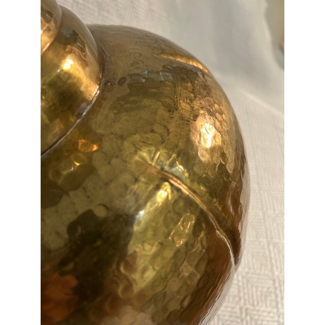 Vintage 1960’s Paul Hanson Hammered Brass Chinoiserie Table Lamps With Original Shades For Sale - Image 13 of 13