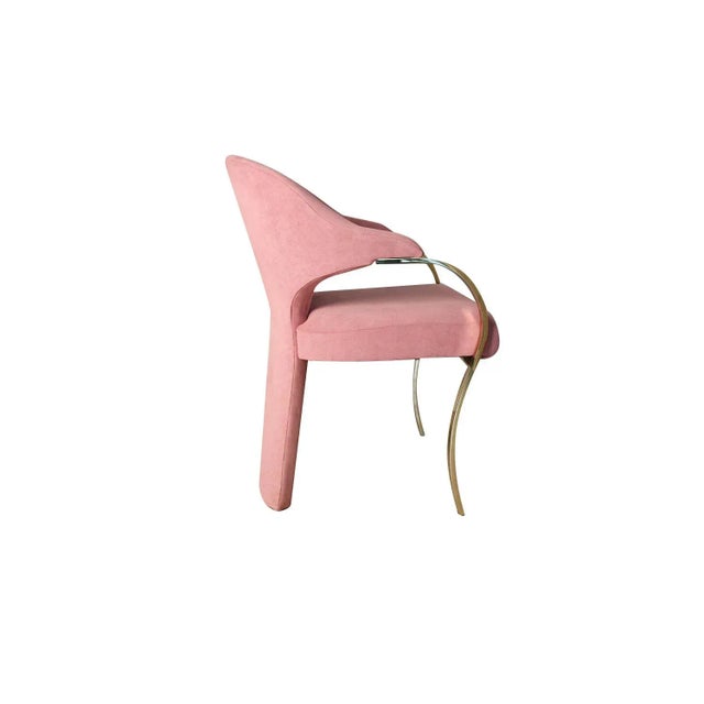 Rose Vintage Carson’s Art Deco Hollywood Regency Brass Arm Cantilever Chair For Sale - Image 8 of 12