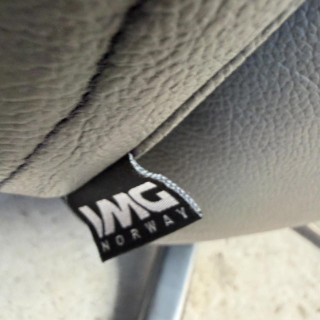 Gray Ergonomic Leather Recliner Made in Norway by I M G Scandinavian Modern For Sale - Image 8 of 17
