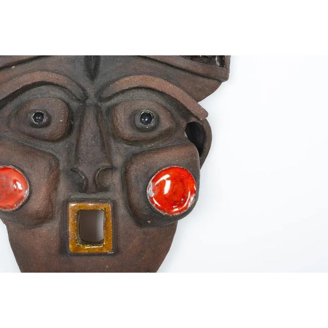 Ceramic Vintage African Wall Mask, 1950s For Sale - Image 7 of 10