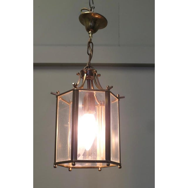 French Brass and Glass Hall Lantern, 1920 For Sale - Image 3 of 7