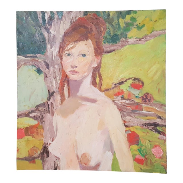 1990s Original Palette Espatula Oil on Canvas Portrait Painting For Sale