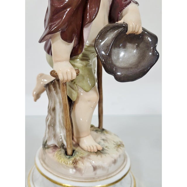 German 19th C Meissen Porcelain Winged Cupid Angel For Sale - Image 10 of 16