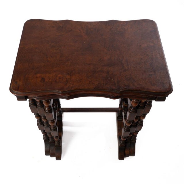 Victorian Late 19th Century Walnut Nesting Tables For Sale - Image 3 of 17