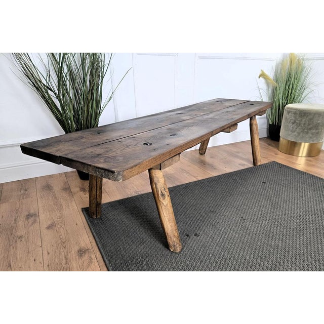 Gold Antique Italian Rustic Wooden Coffee Table, 1890s For Sale - Image 8 of 11