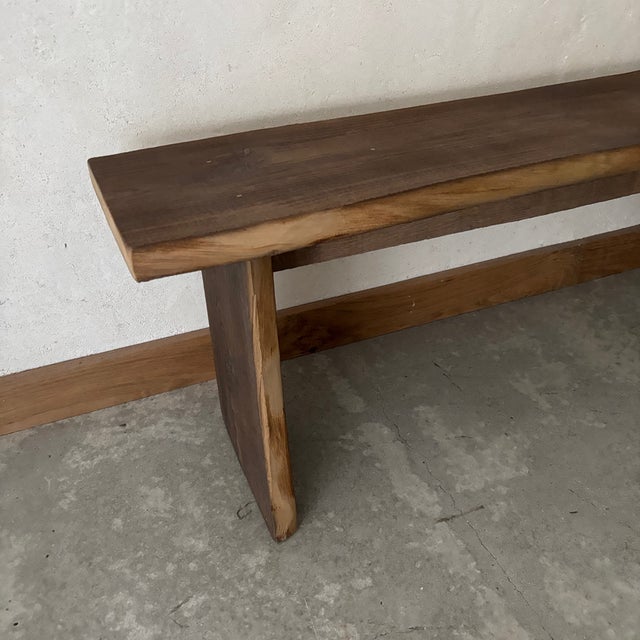 Small Bench in Raw Chestnut Wood, in Very Good conditions. Designed 1960 to 1969