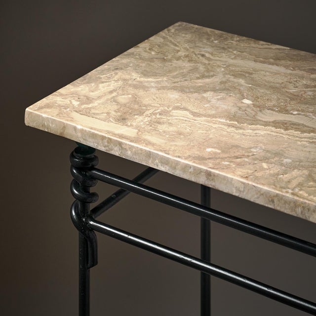 Gray Vintage French Console Table, Iron and Marble For Sale - Image 8 of 9