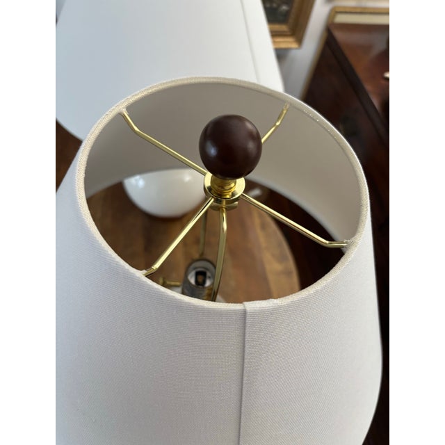 Lauren Ralph Lauren Creamy Off White Crackle Glaze Double Gourd Lamps With Shades, a Pair For Sale - Image 6 of 7