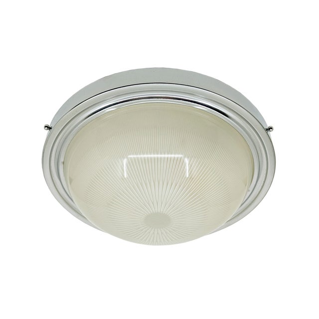 Italian Chrome Plated & Grey Metal, Molded Glass Ceiling Lamp, 1960s by Sergio Mazza for Artemide For Sale - Image 11 of 11