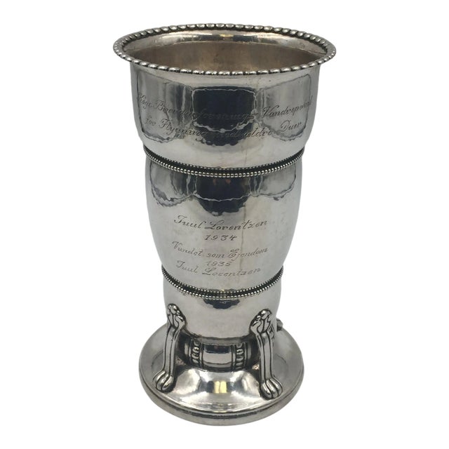 Danish C. Heise Silver Hand Hammered Vase For Sale