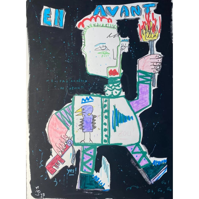 Jazzu - "Raw Series Mixed media on sheet 2023 Dimensions: 76x56cm Signed, dated and titled This piece has an attribution...