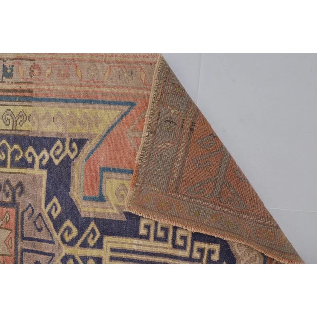 Handwoven Vintage Anatolian Rug With Faded Medallion Rug For Sale - Image 9 of 10