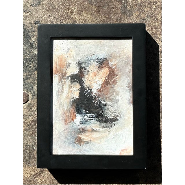 Vintage Original Abstract Oil Portrait on Board For Sale - Image 10 of 11