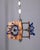 Chandelier with chromed metal and wood structure, Murano glass lampshades with blue details, Italian design, 1960s. Up to...