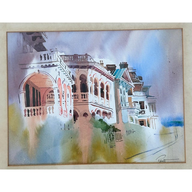 Original watercolor by noted Charleston artist Rhett Thurman (b. 1943), titled “Rainy Battery.” Dating to the 1990s, the...