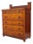 American Empire Cherry & Tiger Maple 7 Drawer High Chest With Backsplash C1830 For Sale