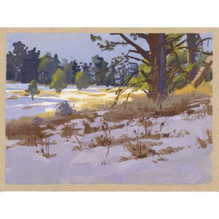 003 - Plein Air-O'Fallon Park, CO, 1/12/22 by Judd Mercer | Gouache Landscape of a snowy park scene For Sale