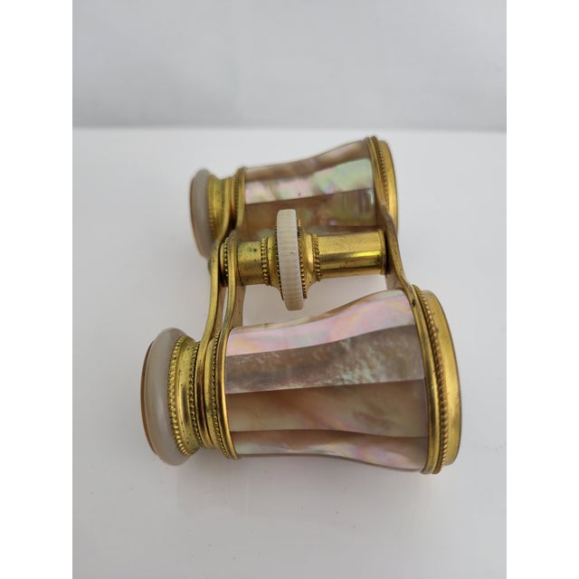 Gold Antique Lemaire Fi Paris Mother of Pearl Inlay Opera Glasses Binoculars & Case For Sale - Image 8 of 13