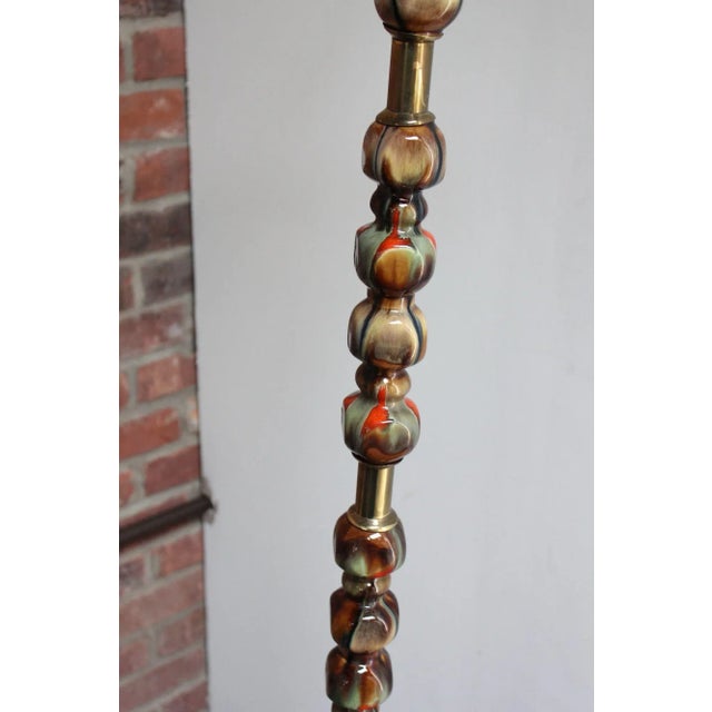 Italian Modernist Ceramic Floor Lamp With Brass Tripod Base For Sale In New York - Image 6 of 13