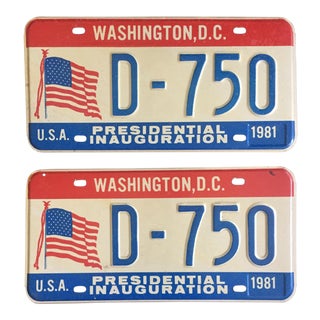Presidential Inauguration License Plates 1981 - A Pair For Sale