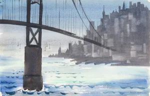 'The Golden Gate' by Muriel Backman, Mid-Century California Modernist, Kingsley Art Club