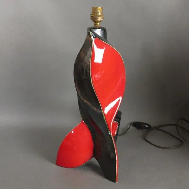 French Ceramic Table Lamp from Vallauris, 1950s For Sale - Image 6 of 10
