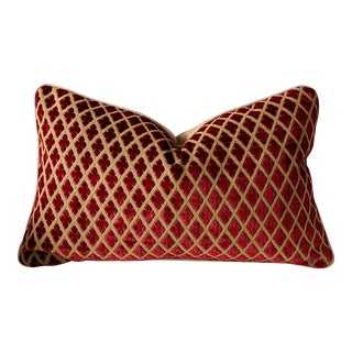 Brunschwig & Fils Crimson Inwardleigh Velvet 16" x 26" Lumbar Pillow - Single For Sale
