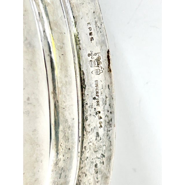 Vintage Silverplate Footed Gallery Serving Tray With Rope Edge – Small Cocktail / Barware Dish / l.b.s. Co. For Sale - Image 12 of 13
