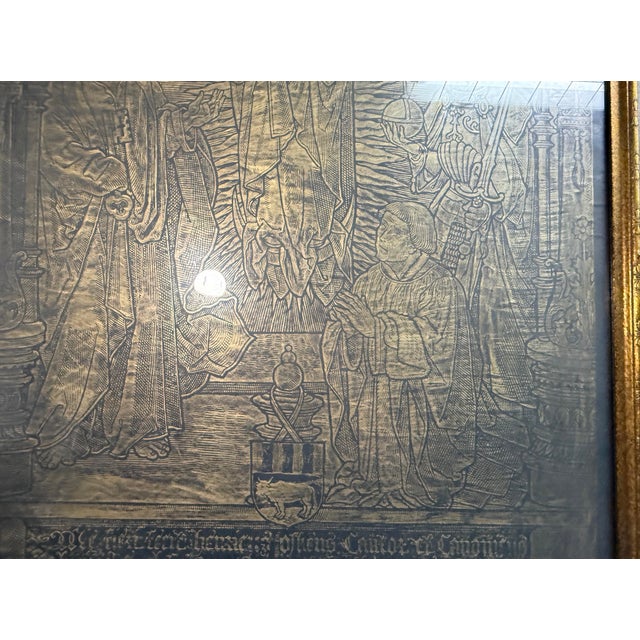 Large Antique Religious Brass Rubbing of the 1535 Memorial of Canon Henry Oskens For Sale - Image 12 of 15