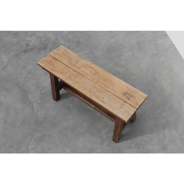 Antique French Rustic Oak Trestle Bench, 1890s For Sale - Image 11 of 14
