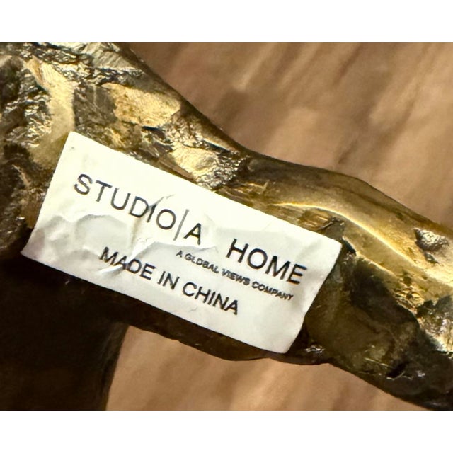 Brass Studio a by Global Views Twistwood Cocktail Table – Antique Brass W/ Glass Top For Sale - Image 8 of 9