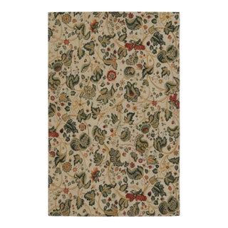 Rug & Kilim’s European Style Flatweave Rug in Cream With Floral Patterns ‘Tudor’ For Sale