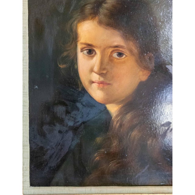19th Century Portrait Painting of a Young Girl After Ferdinand Strauss, Giltwood Frame For Sale - Image 11 of 14