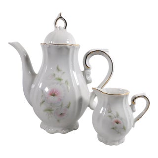 1950s Winrose Collection Floral Coffee Pot and Creamer For Sale