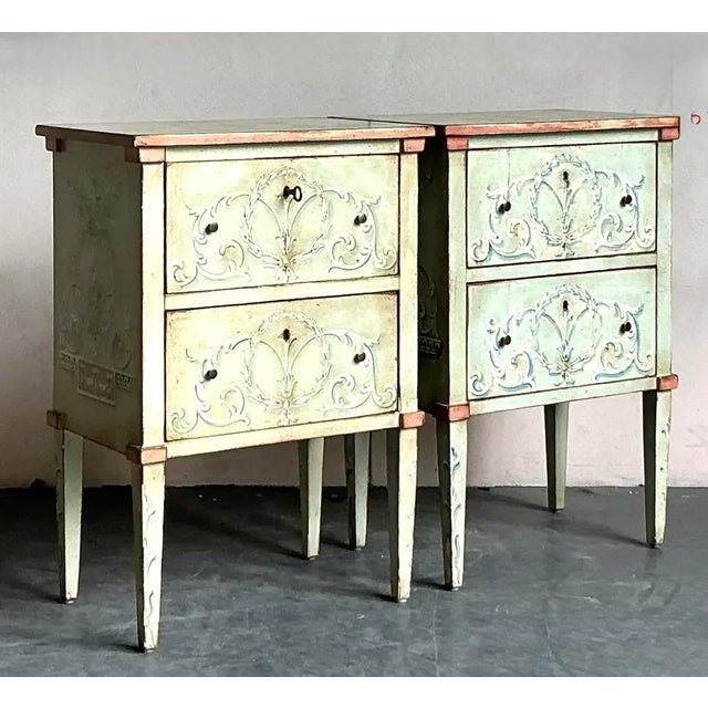 Vintage Italian Regency Hand Painted Nighstands - Set of 2 For Sale - Image 11 of 12