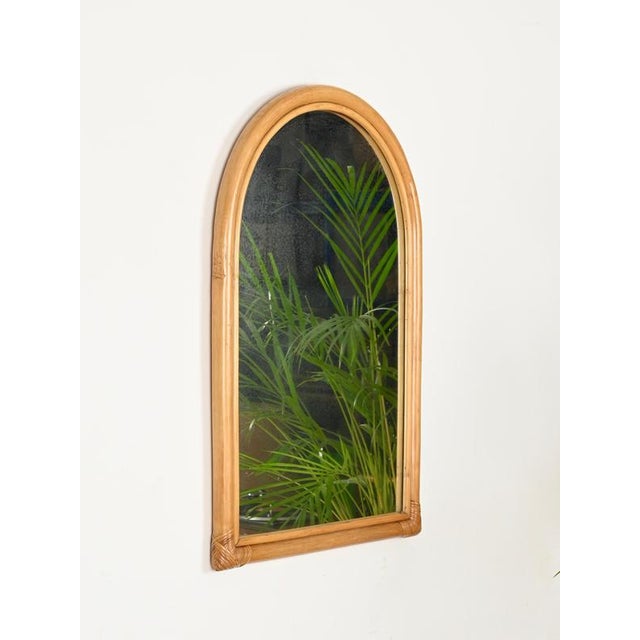 1960s Large French Riviera Arch Mirror in Bamboo and Rattan, Italy, 1960s For Sale - Image 5 of 12