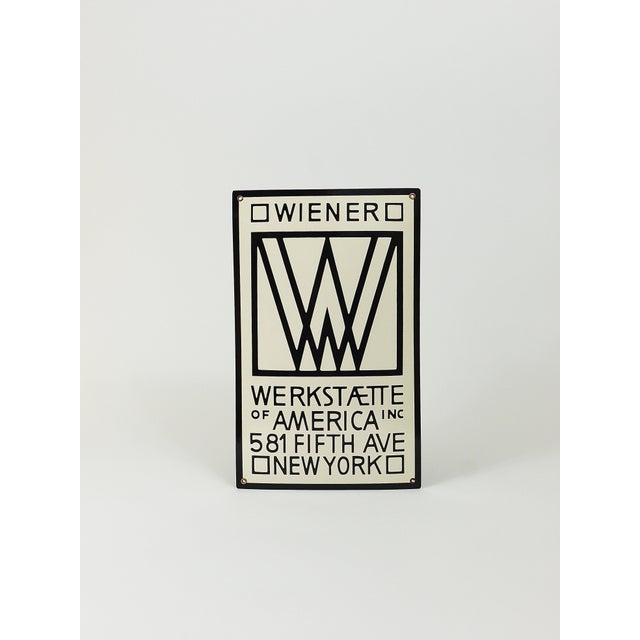 A rare, domed, black and white enameled Art Nouveau advertising sign for Wiener Werkstatte. (founded by Josef Hoffmann,...