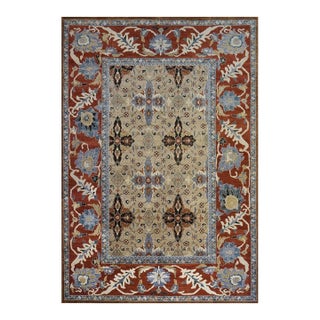 Afghan Sultanabad Wool 10 x 14 Blue, Beige, Black & Rust Handmade Area Rug #1143687 For Sale