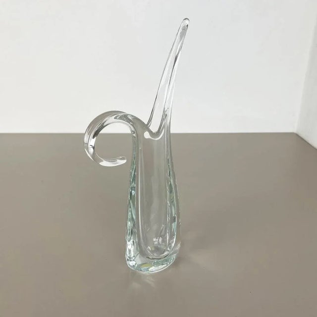 Large Floral Crystal Glass Vase attributed to Flavio Poli for Art Vannes, France, 1970s For Sale - Image 3 of 18