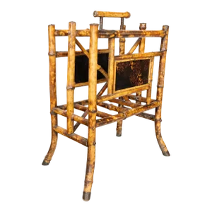 Antique 19th Century English Chinoiserie Bamboo Magazine Rack
