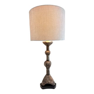 Large Vintage Chapman Sculptural Faux Stone Table Lamp For Sale