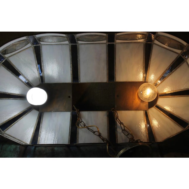 Mid 20th Century Vintage Slag Glass Flower Pendant Lights - a Pair For Sale - Image 12 of 13